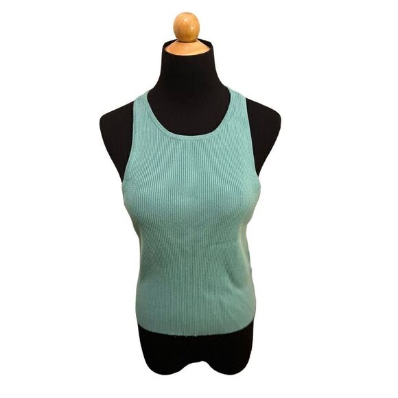 HOUSE OF HARLOW 1960 TURQUOISE RIBBED TANK TOP SIZE LARGE - Picture 2 of 7